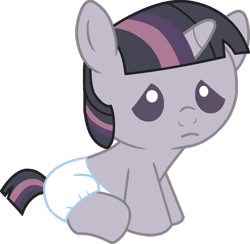 Size: 904x884 | Tagged: safe, artist:foxyfell1337, derpibooru import, twilight sparkle, pony, baby, baby pony, discorded, discorded twilight, sad, simple background, solo, transparent background