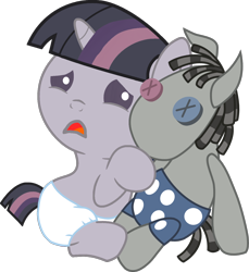 Size: 1244x1357 | Tagged: safe, artist:foxyfell1337, derpibooru import, smarty pants, twilight sparkle, pony, baby, baby pony, discorded, discorded twilight, sad, simple background, transparent background