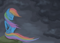 Size: 1088x786 | Tagged: safe, artist:bedupolker, derpibooru import, rainbow dash, pegasus, pony, solo, windswept mane