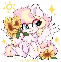 Size: 1674x1706 | Tagged: safe, artist:colorfulcolor233, derpibooru import, oc, oc only, oc:ninny, pegasus, pony, flower, simple background, solo, sunflower, white background