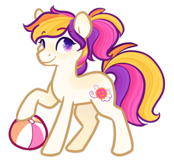 Size: 1280x1179 | Tagged: safe, artist:howdyhorsey, derpibooru import, sunny daze (g3), earth pony, pony, ball, beach ball, simple background, solo, transparent background