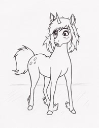 Size: 600x771 | Tagged: safe, artist:shadobabe, derpibooru import, oc, oc only, oc:hazel, pony, unicorn, horn, lineart, monochrome, simple background, solo, unicorn oc, white background