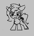 Size: 114x122 | Tagged: safe, ponerpics import, oc, oc:anon filly, earth pony, pony, aggie.io, female, filly, foal, frown, lowres, mare, monochrome, simple background