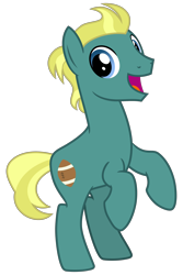 Size: 2000x3000 | Tagged: safe, artist:cheezedoodle96, derpibooru import, end zone, earth pony, pony, .svg available, friendship student, full body, high res, hooves, looking at you, male, open mouth, open smile, rearing, show accurate, simple background, smiling, smiling at you, solo, stallion, svg, tail, transparent background, two toned mane, two toned tail, vector