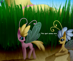 Size: 3000x2500 | Tagged: safe, artist:skanim-sdw, derpibooru import, fluttershy, anthro, breezie, plantigrade anthro, comic:troubles of being breezie, comic, commission, dialogue, feet, female, fluttershy's cottage, garden, giantess, grass, looking at each other, looking at someone, macro, micro, sandals, tiny, toes
