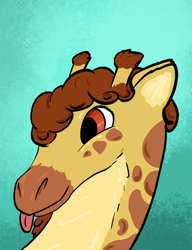 Size: 630x822 | Tagged: safe, artist:theenderrebel, derpibooru import, clementine, giraffe, pony, :p, bust, female, looking to side, looking to the left, neck, portrait, solo, solo female, tongue, tongue out