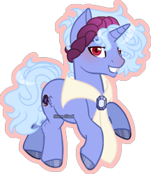 Size: 1007x1158 | Tagged: safe, artist:stormcloud-yt, derpibooru import, oc, oc only, pony, unicorn, base used, grin, hoof polish, horn, male, offspring, parent:hoo'far, parent:trixie, parents:trixfar, simple background, smiling, solo, stallion, story included, transparent background, unicorn oc