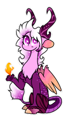 Size: 408x743 | Tagged: safe, artist:goldlines005, derpibooru import, oc, oc only, draconequus, hybrid, draconequus oc, fire, interspecies offspring, offspring, parent:discord, parent:princess celestia, parents:dislestia, simple background, solo, transparent background