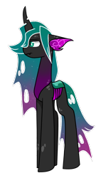 Size: 600x1056 | Tagged: safe, artist:goldlines005, derpibooru import, oc, oc only, changeling, changeling queen, changeling queen oc, parent:queen chrysalis, parents:canon x oc, purple changeling, simple background, solo, transparent background