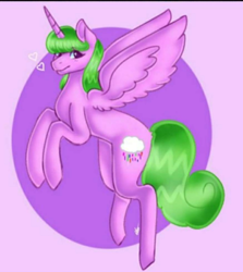 Size: 1728x1936 | Tagged: safe, artist:rainyponyindo, derpibooru import, oc, oc:rainy rainbow, alicorn, pony, female, flying, heart, horn, looking at you, mare, shading, smiling, smiling at you, solo, wings