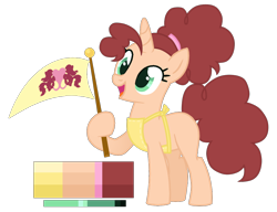 Size: 1040x800 | Tagged: safe, artist:monochrome-sunsets, derpibooru import, oc, oc only, pony, unicorn, base used, female, flag, mare, offspring, parent:cheese sandwich, parent:pinkie pie, parents:cheesepie, simple background, solo, transparent background