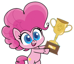 Size: 1032x890 | Tagged: artist needed, safe, derpibooru import, pinkie pie, earth pony, pony, my little pony: pony life, princess probz, bipedal, female, mare, simple background, solo, transparent background, trophy, vector