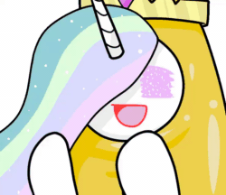 Size: 740x640 | Tagged: safe, artist:batipin, derpibooru import, princess celestia, alicorn, pony, animated, banana, bananalestia, clapping, female, food, gif, mare, open mouth, open smile, smiling, solo