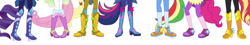 Size: 797x145 | Tagged: safe, applejack, fluttershy, pinkie pie, rainbow dash, rarity, sci-twi, sunset shimmer, twilight sparkle, equestria girls, boots, clothes, cowboy boots, high heel boots, jeans, pictures of legs, shoes, simple background, solo, white background