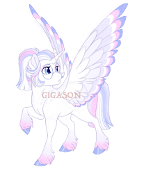 Size: 3600x4100 | Tagged: safe, artist:gigason, derpibooru import, oc, oc:white knight, alicorn, pony, colored wings, female, glasses, mare, multicolored wings, obtrusive watermark, offspring, parent:double diamond, parent:twilight sparkle, parents:diamondlight, simple background, solo, transparent background, watermark, wings