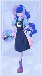 Size: 1296x2304 | Tagged: safe, artist:batipin, derpibooru import, princess luna, vice principal luna, equestria girls, apron, clothes, solo