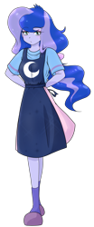 Size: 889x2129 | Tagged: safe, artist:batipin, derpibooru import, princess luna, vice principal luna, equestria girls, apron, clothes, simple background, solo, transparent background