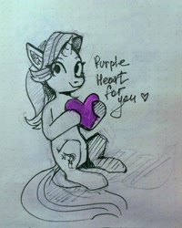 Size: 1642x2048 | Tagged: safe, artist:ami-gami, derpibooru import, starlight glimmer, pony, unicorn, heart, partial color, traditional art