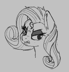 Size: 234x244 | Tagged: safe, ponerpics import, rarity, earth pony, pony, aggie.io, female, frown, lowres, mare, monochrome, simple background