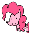 Size: 95x114 | Tagged: safe, ponerpics import, pinkie pie, earth pony, pony, /pnk/, aggie.io, dot eyes, female, lowres, mare, simple background, smiling, solo, standing, white background