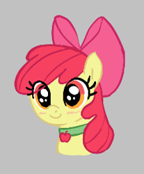 Size: 219x264 | Tagged: safe, artist:crade, ponerpics import, apple bloom, earth pony, pony, aggie.io, bow, female, filly, foal, implied applejack, jewelry, lowres, mare, necklace, simple background, smiling