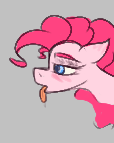 Size: 114x143 | Tagged: safe, ponerpics import, pinkie pie, pony, aggie.io, blushing, female, mare, simple background, tongue, tongue out