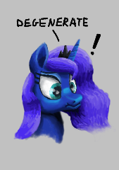 Size: 169x240 | Tagged: safe, ponerpics import, princess luna, alicorn, pony, aggie.io, dialogue, female, frown, lowres, mare, simple background, talking