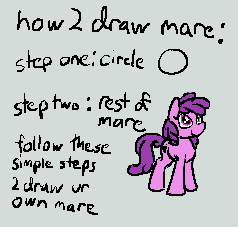 Size: 238x227 | Tagged: safe, artist:firecracker, ponerpics import, berry punch, berryshine, earth pony, pony, aggie.io, circle, female, gray background, looking at something, looking up, mare, meme, simple background, smiling, solo, standing, text, tutorial