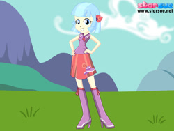 Size: 800x600 | Tagged: safe, artist:princess-night-luna, derpibooru import, coco pommel, equestria girls, day, female, looking at you, pose, smiling, smiling at you, solo