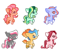 Size: 900x800 | Tagged: safe, artist:goldlines005, derpibooru import, oc, oc only, bat pony, earth pony, pegasus, pony, unicorn, base used, bat pony oc, bat wings, earth pony oc, female, horn, mare, pegasus oc, simple background, transparent background, unicorn oc, wings