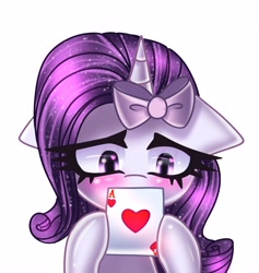 Size: 3880x4096 | Tagged: safe, artist:opal_radiance, derpibooru import, oc, oc:violin melody, pony, unicorn, big eyes, card, commission, cute, dreamy eyes, female, mane, mare, purple mane, solo, your character here