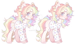 Size: 1024x604 | Tagged: safe, artist:miioko, derpibooru import, oc, oc only, earth pony, pony, :p, clothes, deviantart watermark, duo, earth pony oc, multicolored hair, obtrusive watermark, rainbow hair, simple background, tongue, tongue out, watermark, white background