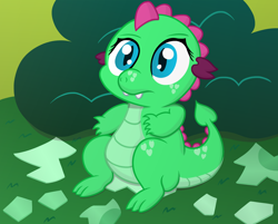 Size: 2800x2256 | Tagged: safe, artist:sweetielover, derpibooru import, oc, oc only, oc:goldigony, dragon, baby, baby dragon, brush, cute, daaaaaaaaaaaw, dragoness, female, high res, sitting, solo, weapons-grade cute