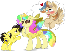 Size: 9200x7200 | Tagged: safe, artist:rainbowtashie, derpibooru import, oc, oc:rainbow tashie, oc:spicy cider, oc:tommy the human, alicorn, changedling, changeling, earth pony, pegasus, pony, alicorn oc, australia, changedlingified, changeling oc, changelingified, child, colt, commissioner:bigonionbean, cute, cutie mark, daaaaaaaaaaaw, dialogue, duo, evil grin, female, foal, fusion:spicy cider, grin, horn, hug, male, nintendo, simple background, smiling, species swap, stallion, thought bubble, transparent background, wings, worried, yellow changeling