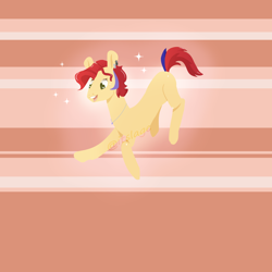 Size: 1800x1800 | Tagged: safe, artist:itslage, derpibooru import, oc, pony, background pony, happy, happy face, jumping, laughing face, my little pony, no lines, nyoom, pink, ponyoc, sfw, smiley face, striped