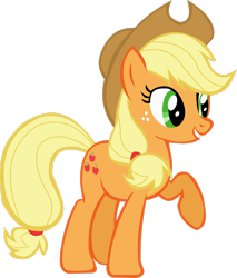Size: 2262x2651 | Tagged: safe, artist:thebosscamacho, derpibooru import, applejack, earth pony, pony, .svg available, applejack's hat, clothes, cowboy hat, female, hat, high res, mare, raised hoof, raised leg, simple background, solo, transparent background, vector