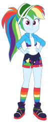 Size: 1536x3685 | Tagged: safe, artist:gmaplay, derpibooru import, rainbow dash, equestria girls, clothes, cute, dashabetes, music festival outfit, rainbow socks, simple background, socks, solo, striped socks, transparent background