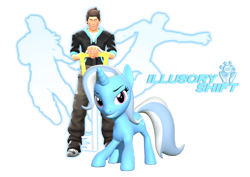 Size: 1280x907 | Tagged: safe, artist:gyr0thescout, derpibooru import, trixie, 3d, keyblade, kingdom hearts, scout, simple background, source filmmaker, transparent background