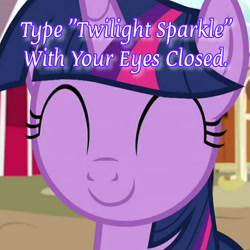 Size: 1920x1923 | Tagged: safe, derpibooru import, edit, edited screencap, editor:itsmgh1203, screencap, twilight sparkle, twilight sparkle (alicorn), alicorn, pony, harvesting memories, spoiler:harvesting memories, ^^, challenge, cropped, cute, eyes closed, female, mare, smiling, solo, text, twiabetes