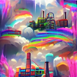 Size: 480x480 | Tagged: safe, derpibooru import, fanfic:rainbow factory, cloudsdale, fanfic art, neural network, scenery, weather factory