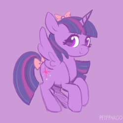 Size: 2048x2048 | Tagged: safe, artist:pfeffaroo, derpibooru import, twilight sparkle, twilight sparkle (alicorn), alicorn, pony, bow, hair bow, solo, tail, tail bow