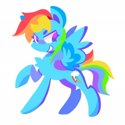 Size: 2048x2048 | Tagged: safe, alternate version, artist:swirlseypop, derpibooru import, rainbow dash, pegasus, pony, female, lineless, mare, raised hoof, raised leg, simple background, solo, white background