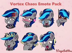 Size: 2300x1700 | Tagged: safe, artist:sugardotxtra, derpibooru import, oc, oc:vortex chaos, commission, emotes