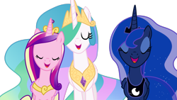 Size: 3265x1837 | Tagged: safe, artist:xxphantomxxx, derpibooru import, princess cadance, princess celestia, princess luna, alicorn, pony, season 4, twilight's kingdom, eyes closed, female, mare, royal sisters, siblings, simple background, singing, sisters, transparent background, vector