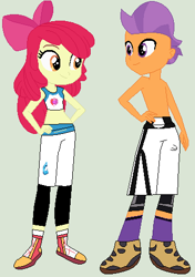 Size: 340x482 | Tagged: safe, artist:matthewjabeznazarioa, derpibooru import, apple bloom, tender taps, equestria girls, crossover, exeron fighters, exeron outfit, female, male, martial arts kids, martial arts kids outfits, shipping, straight, tenderbloom