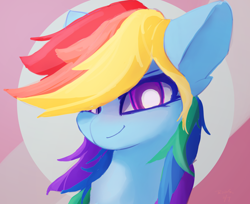 Size: 2642x2160 | Tagged: safe, artist:rainsketch, derpibooru import, rainbow dash, pony, abstract background, bust, portrait, solo