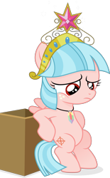 Size: 4590x7380 | Tagged: safe, artist:cirillaq, derpibooru import, cozy glow, oc, oc only, oc:cozy glick, pegasus, pony, "fury" mode, alternate hairstyle, big crown thingy, bipedal, box, clone, crown, crustonium gem, crustonium necklace, crying, element of magic, elements of harmony, female, filly, foal, full body, jewelry, mini twilight, necklace, regalia, sad, simple background, tail, transparent background, vector