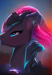 Size: 1079x1556 | Tagged: safe, derpibooru import, tempest shadow, unicorn, looking up, smiling, solo