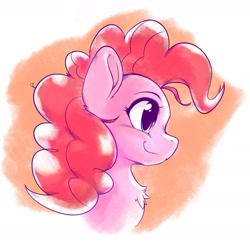 Size: 1427x1379 | Tagged: safe, artist:kurogewapony, derpibooru import, pinkie pie, earth pony, pony, blushing, bust, chest fluff, cute, diapinkes, female, happy, mare, portrait, simple background, smiling, solo