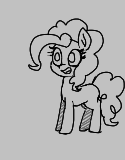 Size: 125x160 | Tagged: safe, ponerpics import, pinkie pie, earth pony, pony, aggie.io, lowres, monochrome, open mouth, simple background, smiling
